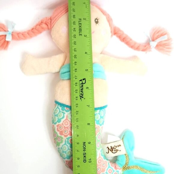 Maison Chic Mermaid Plush Stuffed Baby Doll Rag Doll Pink Teal Pigtails Lovey - Picture 6 of 6